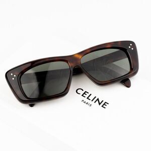NEW Celine CL40259I 52N Havana Green Rectangle Unisex Sunglasses CL 40259I